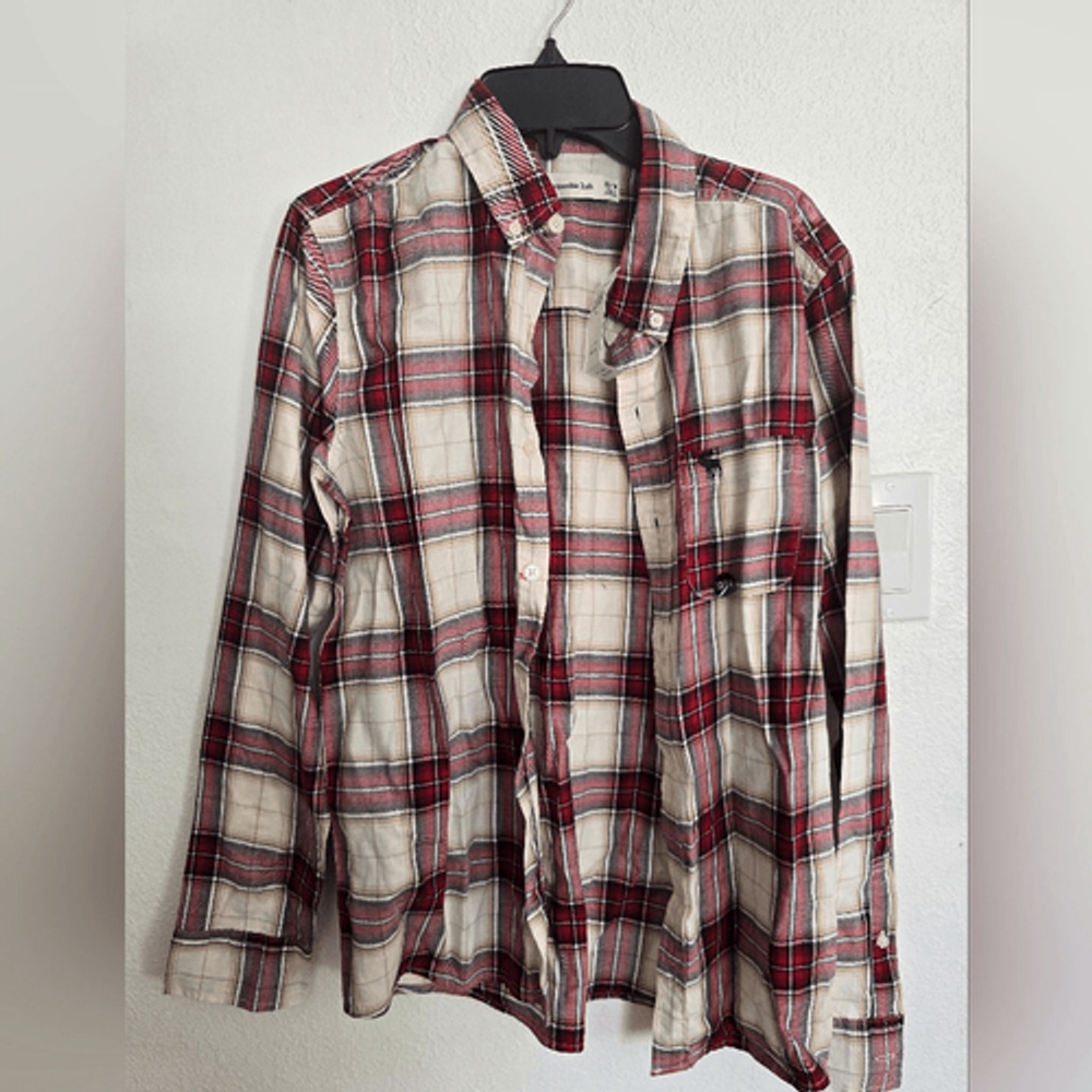 NWT Abercrombie And Fitch Kids Plaid Button Down Shirt Size 13/14